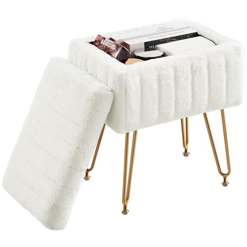 DUMOS Faux Fur Storage Ottoman
