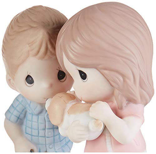 Precious Moments 193011 I Wuff You So Much Couple with Puppies Bisque Porcelain Figurine, One Size, Multicolor