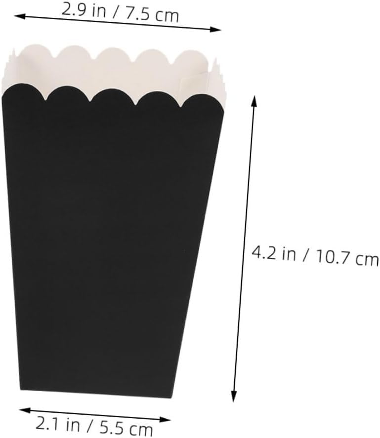 GLSTOY 100pcs Black Paper Popcorn Boxes Empty Snack Containers French Fries Boxes Party Favor Popcorn Storage for Weddings and Movie Nights