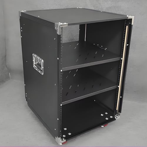 YQMHEZ Meuble Rack Audio, Meuble HiFi avec étagères métalliques à 4 Niveaux, avec Un Grand Espace de Rangement for Meuble stéréo, Tour d'armoire de Rangement multimédia pour(16U 2 Tier)