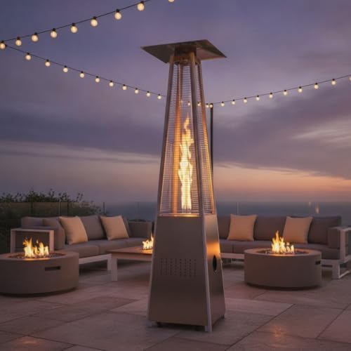 Stainless Steel 4-Sided Pyramid Patio Heater Emitter Screen and Base Replacement for Glass Tube Propane Heaters, 7in Diameter x 5.2in Height, Compatible with Most Brands(7cm) — view 7