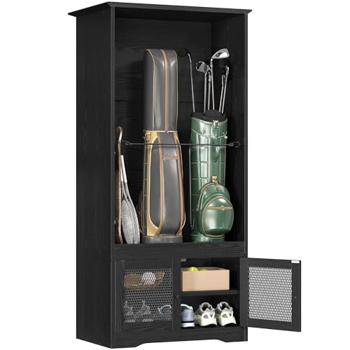 DWVO Golf Bag Organizer - Stylish Wooden Storage Cabinet for