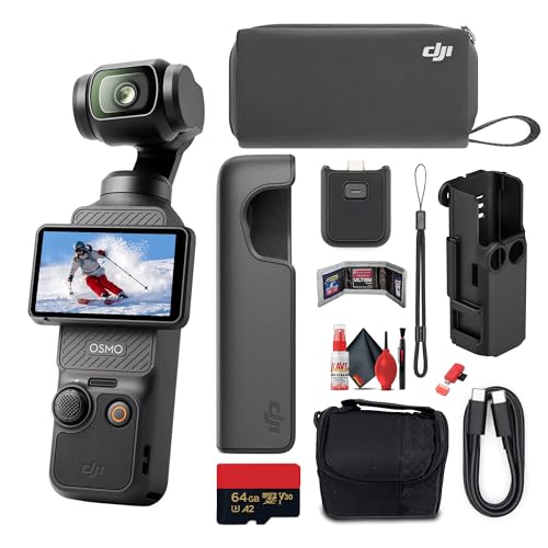 Image of DJI Osmo Pocket 3 Gimbal Camera | 4K60 Video | 1-Inch Sensor | ActiveTrack 6.0 | Content Creation Camera for Vlogging (CP.OS.00000301.01) + 50-in-1 Action Accessory Kit + 64GB Memory Card + More
