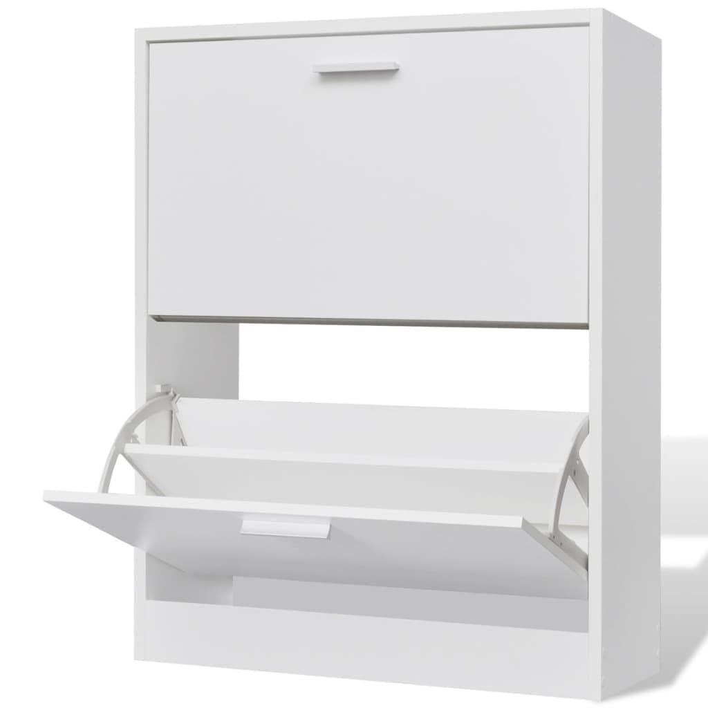 Meuble à chaussures Solivagant en bois blanc chic pour entrée rangée