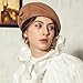Wool Felt Berets Hats for Women Ladies Vintage Tea Party Dress Fascinator Winter Cap Khaki Formal Cocktail Church Wedding Hat with Bowknot