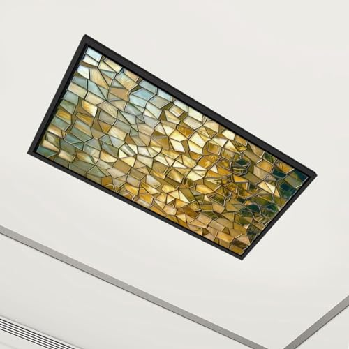 EXLOJMWTPOR 4 Pack Fluorescent Light Covers Abstract Stained Glass Monochrome Tone Brown Decorative Magnetic Ceiling Light Covers Light Shade Panel for Classroom Office 4 x 2 ft