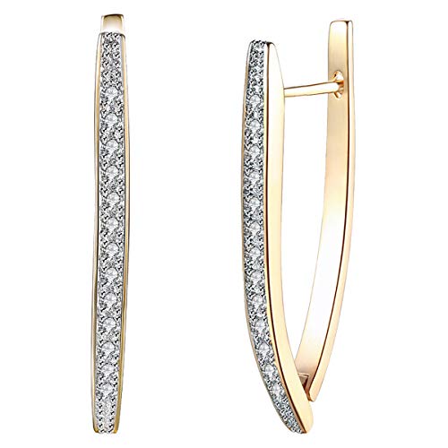 GSLAOZ 14K Gold Plated Cubic Zirconia Hoop Earrings For Women Men Fashion CZ Earrings