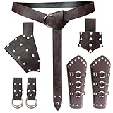 TiGog Disfraz de vikingo para mujer y hombre, juego de accesorios, disfraz medieval de caballero con cinturón, soporte para espada, brazos, ropa vikinga, accesorios para cosplay renacentista vintage