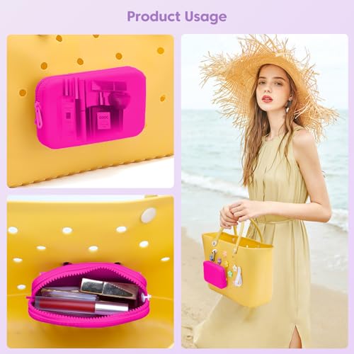 Silicone Phone Holder, Insert Charm Carabiner Keychain for Bogg Bag, Compatible with Bogg Beach Tote Bag (Rose Red) by Qinyurj - Used condition - Image 3