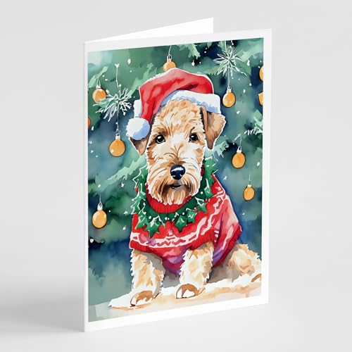 Caroline's Treasures DAC3509GCA7P Lakeland Terrier Christmas Greeting Cards Pack of 8 Blank Cards with Envelopes Whimsical A7 Size 5x7 Blank Note Cards