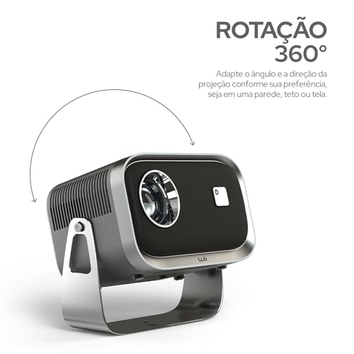 WB Projetor 360° Android Smart TV 1080p Aurora com Suporte de Ajustável 360° som de 3W foco digital