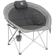 CORE Oversized Papasan Saucer Chair | Foldable Moon Lounge Chair with Cupholder & Storage Pocket for Indoor Home or Outdoor Camping | Perfect for Concert Seat, Sports, Beach, Travel & Picnic