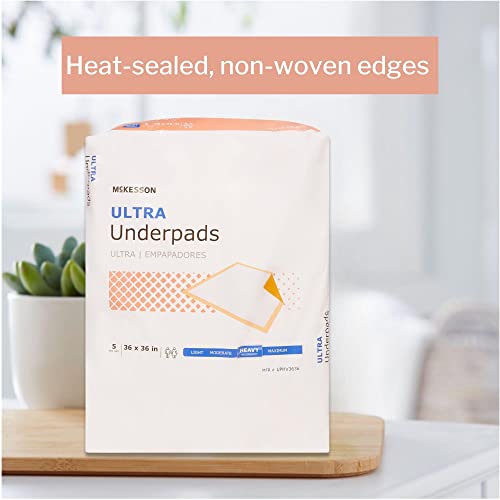 Mckesson Ultra Underpads, Incontinence Bed Pads, Heavy Absorbency, 36 In X 36 In, 50 Count #TOP5