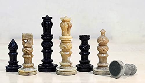 Image of StonKraft Stone Chess Pieces Chessmen Chess Coins (3 inch King)