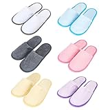 Defresit 6 pares de pantuflas de spa de hotel con puntera cerrada, pantuflas de viaje desechables de terciopelo coral para invitados, pantuflas de spa antideslizantes con suela gruesa de 9 mm para spa