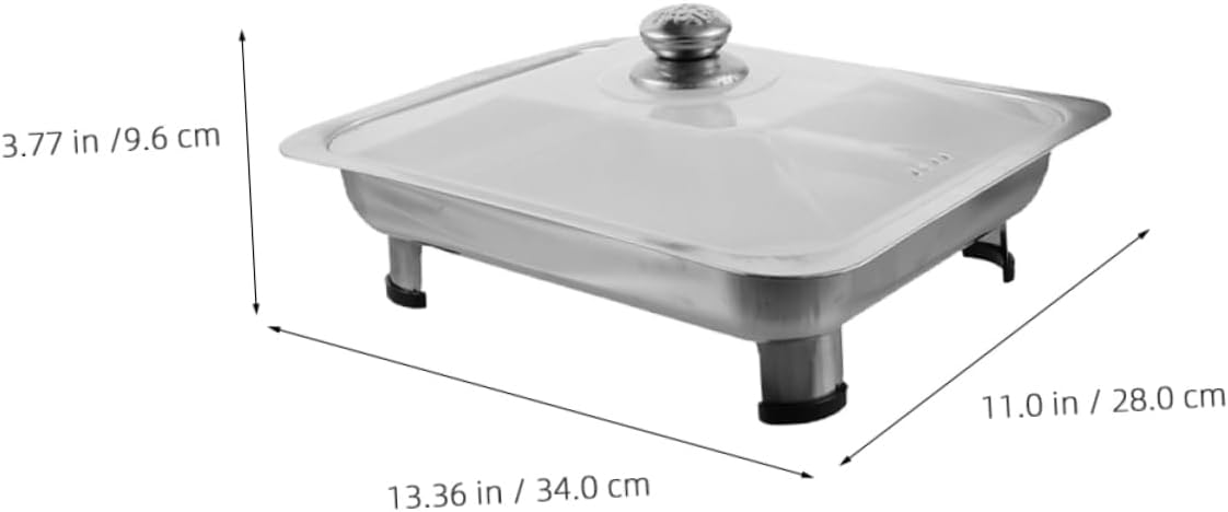 Stainless Steel Chafing Dish for Buffet Catering Rectangular Food Warmer with Lid for Grilling Fish Meats Vegetables for Parties Outdoor Events