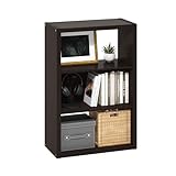 Furinno Viola 3-stöckiges Offenes Regal Bücherregal, Bücherregal, Dunkle Eiche