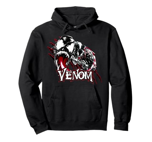 Image of Marvel Venom Character Profile Scratch Badge Pullover Hoodie