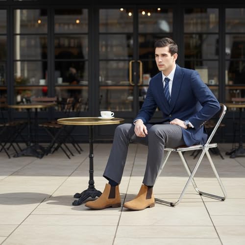 Image of Jousen Men's Chelsea Boots Lightweight Casual Chukka Ankle Boots Classic Elastic Dress Boots For Men