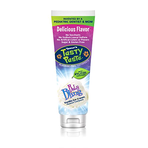 Tanner's Tasty Paste Baby Bling - Anticavity Fluoride-Free Children’s Toothpaste/Great Tasting, Safe, and Effective Vanilla Flavored Toothpaste for Kids (4.2 oz.)