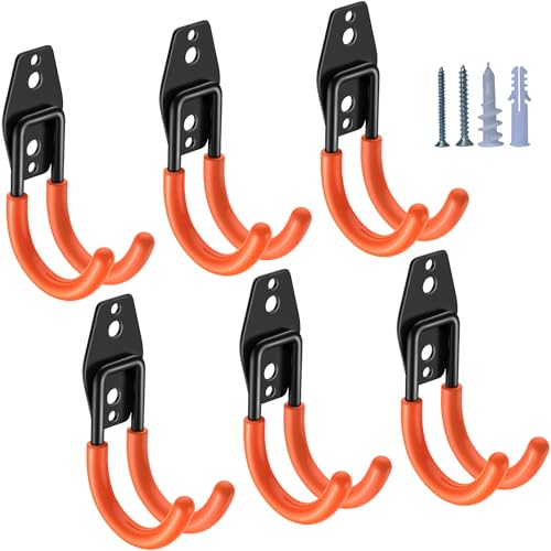 HUPBIPY Heavy Duty Garage Hooks 6 Pack, J Shaped Hanger, Wall Mounted Storage System, Power and Garden Tool Organizer, for Hanging Ladders, Bikes Tires, Hose, Bulk Items by HUPBIPY - Used condition - CA$23.30