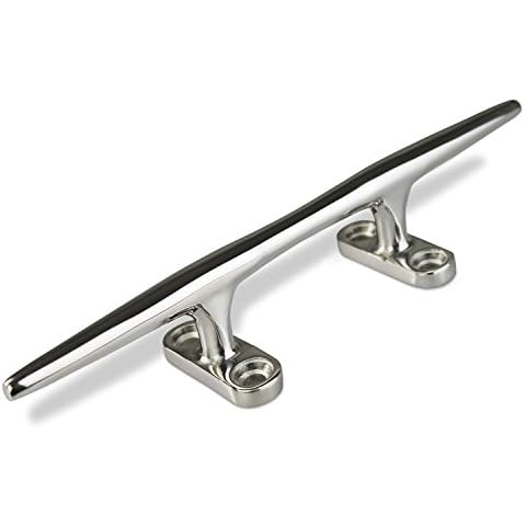 Salty Reef Marine Hardware 8” Polished Deck Cleat Heavy Duty 316 Stainless Steel Cover