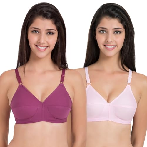 Image of SOUMINIE Women's Cotton Non-Padded Wire Free Casual Full-Coverage Minimizer Bra