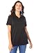 Roamans Women's Plus Size Polo Ultimate Tee Black,1X