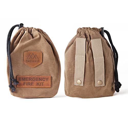 Tacamo 15-Piece Emergency Fire Making Kit, W/ Premium Waxed Canvas Storage Bag. Includes Multiple Fire Starting Systems And Emergency Tinder Sources. Perfect For Camping, Hiking, And Bug-Out Bags. #TOP1