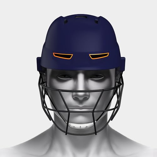 Moonwalkr Cricket Helmet Mind 2.0 Guard for Unisex Head Size 62-65cm with 30 Air Vents & Endures Impacts up to 100 mph (Blue, X-Large)