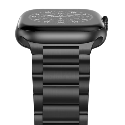 Image of Anlinser Metal Bands Compatible with Apple Watch Band 42mm 41mm 40mm 38mm for Women Men, Stainless Steel Business Strap for iWatch SE Series 11 10 9 8 7 6-1 (Black)