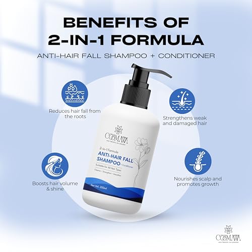 Image of Anti-Hair Fall Shampoo & Conditioner | 2-in-1 Formula | Strengthens Roots, Reduces Hair Fall & Boosts Shine | Suitable for All Hair Types | 200ml