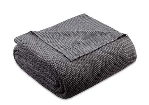 Image of INK+IVY Bree Knit Throw Blanket for Bed, Sofa, and Couch, Lightweight, Breathable, Soft & Cozy Summer Blanket, Twin (66 in x 90 in), Charcoal