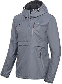 Little Donkey Andy Women's Hooded Anorak Pullover Raincoat Packable Rain Jacket with Fleece