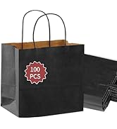 COGLARING Black Gift Bags with Handles Bulk 100 Pack, 13x7x14 Inch for Shopping, Retail, Merchand...