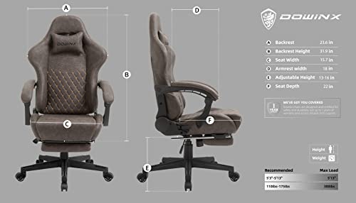 Dowinx Gaming Chair With Massage Lumbar Support, Vintage Style Office Computer Chair Pu Leather E-Sports Gamer Chairs With Retractable Footrest And Headrest Brown #TOP5