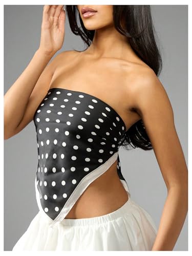 Milumia Women's Polka Dots Square Head Scarf Vintage Hair Scarves Bandana Headbands3