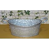 Ohne Abflussöffnungen. 1a-becker Zinkwanne ca. 39cm Trog Wanne Pflanzwanne Blumenkuebel Pflanzkübel mit Griffen
