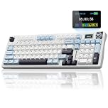 AULA S98 Pro Mechanical Gaming Keyboard,BT5.0/2.4GHz/USB-C Wireless Mechanical Keyboards with LCD Screen,Knob,RGB Backlight,Hot Swappable Custom Keyboard for PC/Mac/Office/Gaming (Glacial Blue)