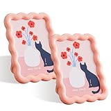 Fiwochic 2 Pcs 4x6 Inch Pink Wave Shape Photo Frame, Cute Resin Picture Frame for Tabletop and Wall Hanging Display, Home Decor, Art, Photo Gallery