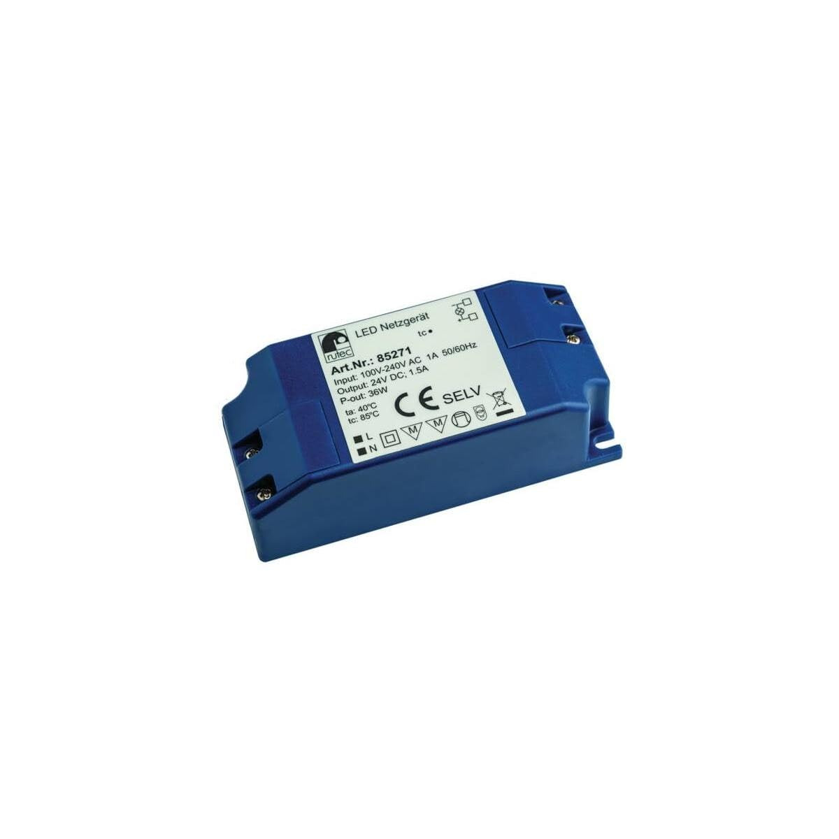 Rutec 85271 LED-Netzgerät 24V 36W IP20 100-240V AC Schraubanschluss