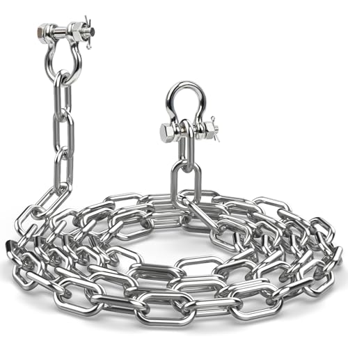 CORDUN 316 Stainless Steel Anchor Chain 1/4 x 4 with 2PCS Anti-Off Bow Shackles Marine Grade Heavy-Duty Boat Anchor Chains Kit for Boats Deck Jet Skis PWC Pontoon Sailboat Mooring Boat Accessories