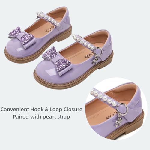 Toddler Girl's Bow Princess Dress Shoes Wedding Party Flower Girl Mary Janes Ballet Flats for Kids4