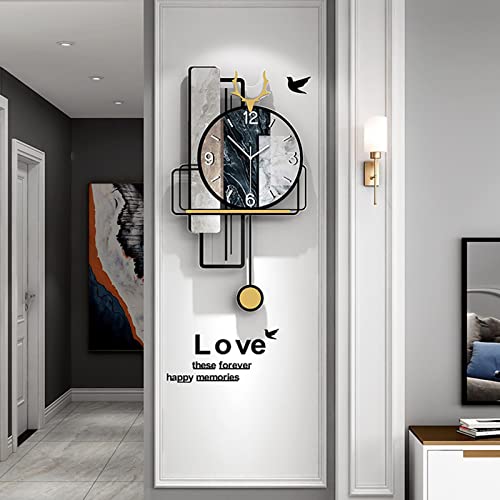 KFETCN Reloj de Pared Grande para el hogar, Reloj de Pared para decoración de Sala de Estar, Reloj de Pared Moderno de Cuarzo con péndulo silencioso, Reloj de Pared para el hogar, Reloj de Pared