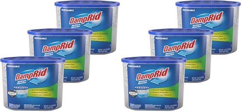 DampRid Fragrance Free Disposable Moisture Absorber with Activated Charcoal,18 oz Moisture Absorber & Odor Remover,Lasts Up To 60 Days,No Electricity Required,(Pack of 6)