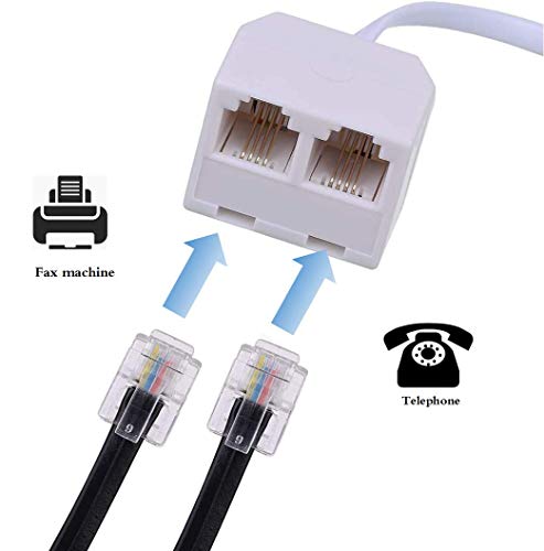 Phone Line Splitter,Telephone Splitter,with RJ11 6P4C Plugs,Suitable for Telephone,Fax Machine,White 3-Pack