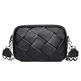 OWGSEE Crossbody Bags for Women, Trendy Leather Crossbody Camera Bag Purse with Guitar Strap Small Shoulder Handbag (Black)