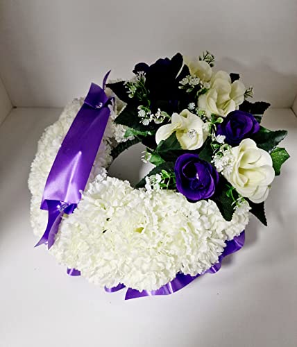 Artificial Silk Ring Heart Funeral Flower Tribute Letters Wreath Memorial Dad Mum Nan Wife Bro - Image 2