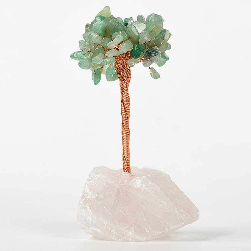 Nvzi-c - 1 pieza de piedra natural blanca con base de árbol de vida, árbol de vida natural, hoja de piedra triturada, árbol de vida, hogar, oficina, computadora, manualidades, decoración de árbol
