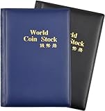 Granvoo 2 Pcs Album para coleccionar Monedas 2 Euros, Álbum de Monedas de 240 Bolsillos, Album Monedas Coleccion, Album Organizador de Monedas Libro para Coleccionar Monedas (Negro + Azul)